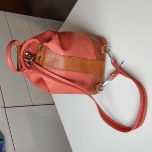 Valentina Burnt Orange Pebble Leather Convertible Backpack Purse